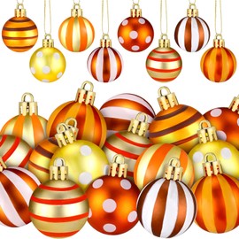 Libima 40 Pcs Fall Thanksgiving Tree Decorations and Ornaments 1.18 Inch Plastic Orange Ball Ornaments Thanksgiving Hanging Decorations for Home Autumn Harvest Party Supplies