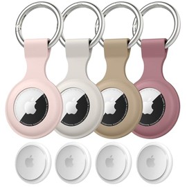 4-Pack Silicone AirTag Holder with Keychain for Kids and Pets