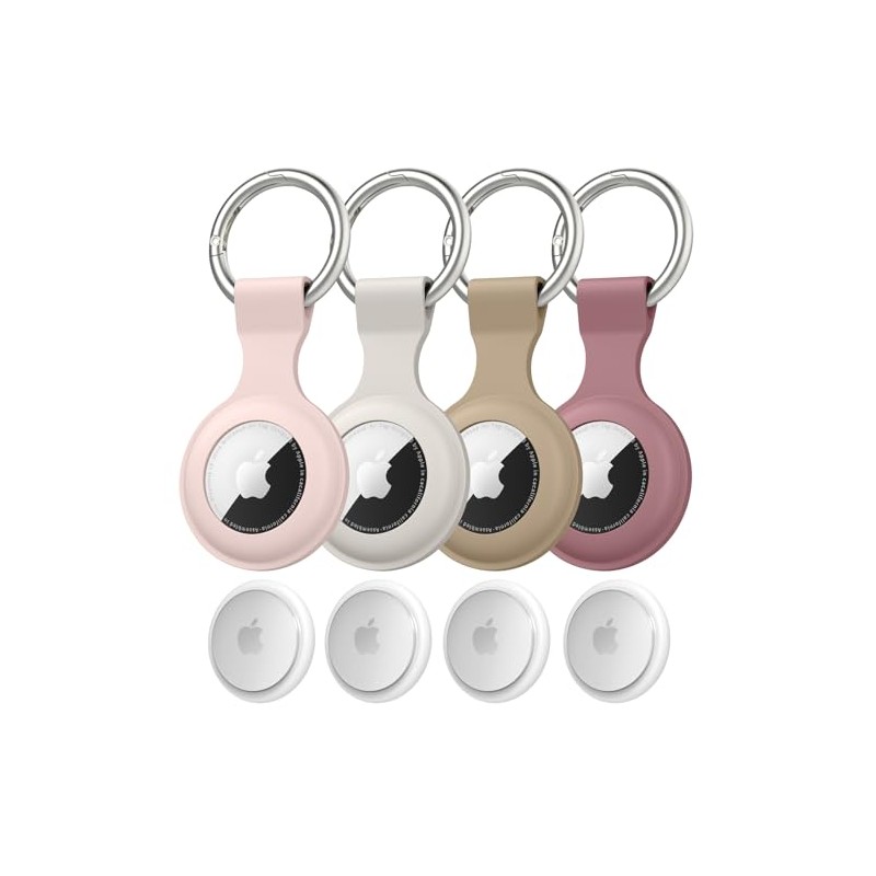 4-Pack Silicone AirTag Holder with Keychain for Kids and Pets