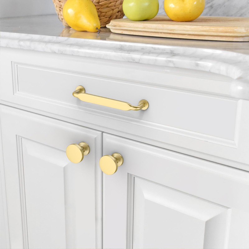 Amerdeco 10 Pack Gold Cabinet Pulls 96mm(3.75Inch) Hole Centers Kitchen