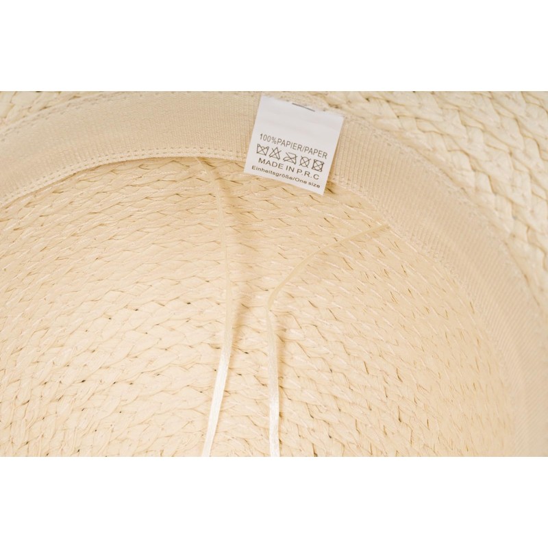 styleBREAKER 04025043 Women's Straw Hat Paper Straw with Pearl Band
