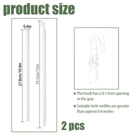 Blind Wand Replacement with Hook Set of 2 Vertical Blinds Replacement Parts for Horizontal & Vertical Blinds, Curtain Rods, White Mini Blinds Component (2 Pcs)