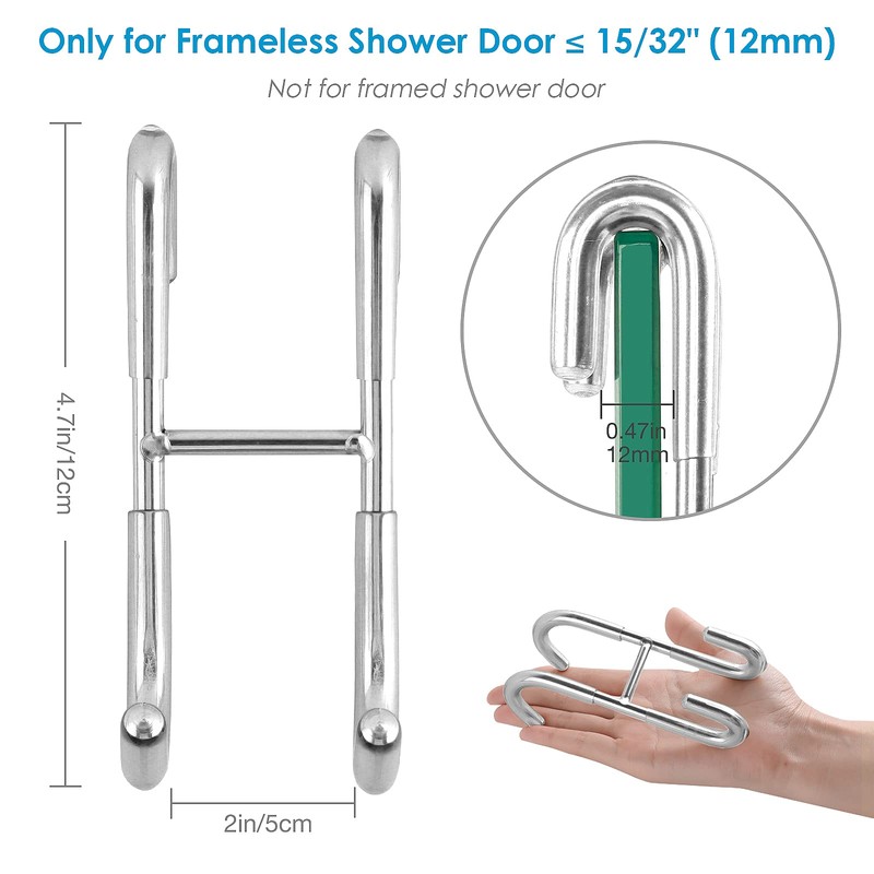 Simtive Shower Door Hooks (2-Pack), Towel Hooks for Bathroom Frameless