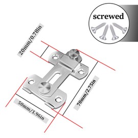 Hocansen 4Pcs Sliding Barn Door Lock Stainless Steel Gate Latch Flip Slide Latch Safety Door Bolt for Door Window Cabinet (HMS/Silver)