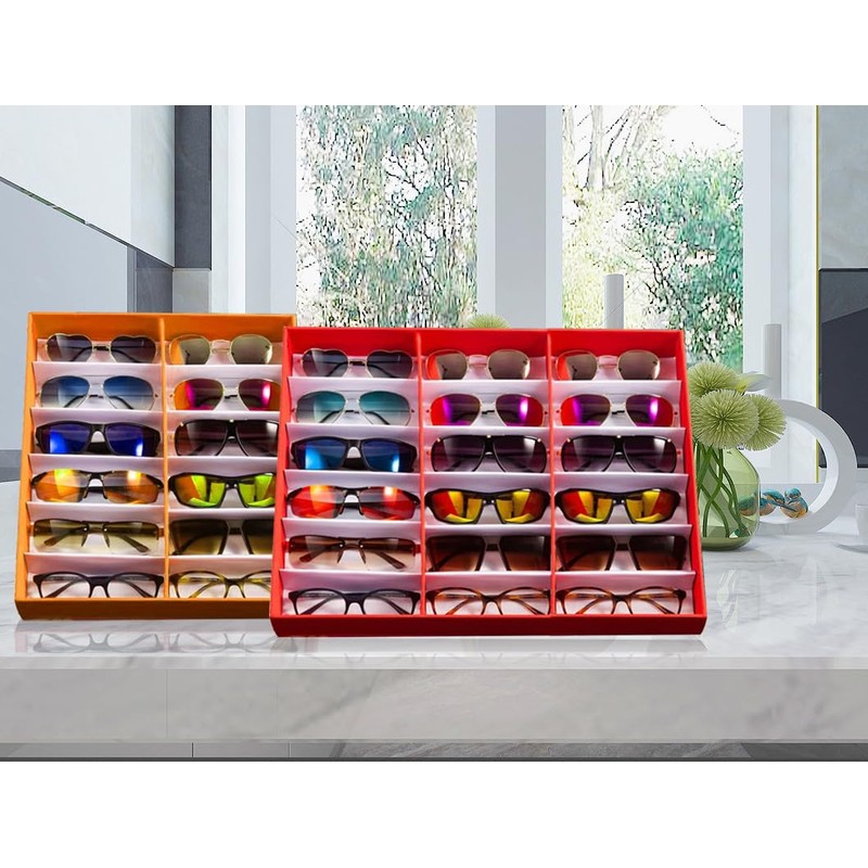 jiffordwind 18 Slot Sunglasses Organizer Box Stand Display Case/Tray, Snap