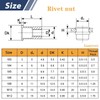 Pack of 100 Rivet Nuts M8, Leryati Carbon Steel Rivet