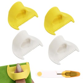 Mzario 4pcs Edge Stitch Lock Sewing Gauge with 1 Small Scissors,Edge Sewing and Lockranding Tool,3mm/4mm Mini Sew-Ing Finger Ruler for Even Stitches Lightweight DIY Sew-ing Tools Kit.