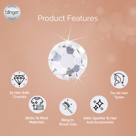 blinger Glimmer Deluxe Refill Pack | 5 Discs - 75 Precision-Cut Glass Crystal | Bedazzling Hair Gems | Hair-Safe Adhesive – Bling In Brush Out | Works with blinger Hair Styling Tool (7 MM, Crystal)