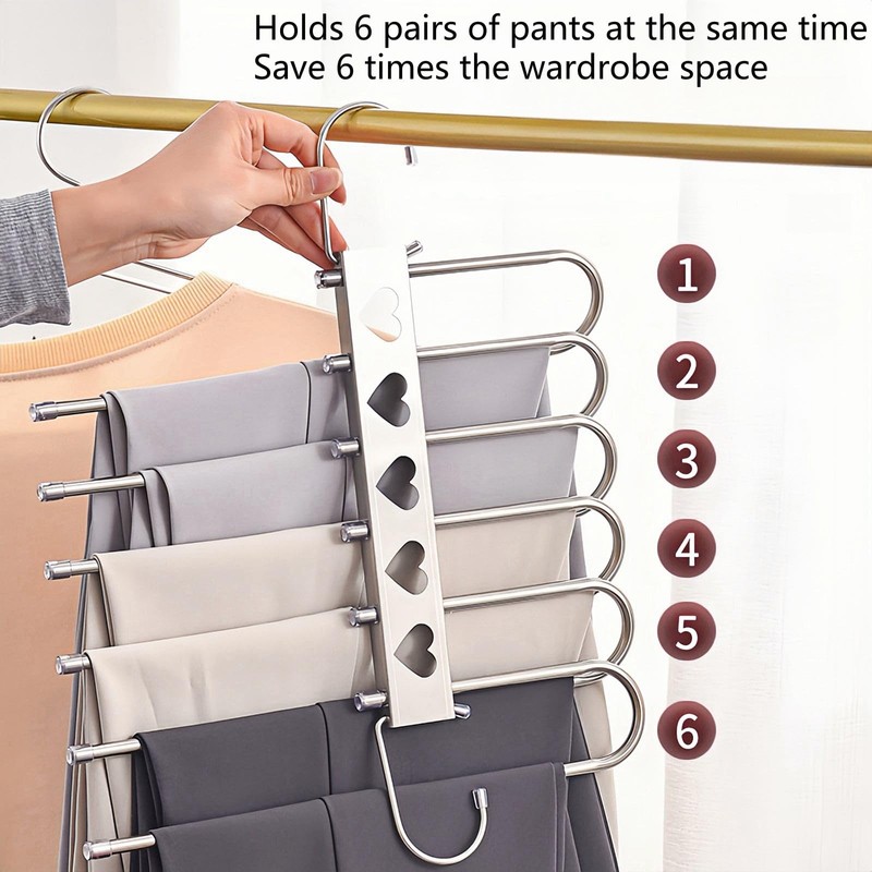 MAECEMZ Pants Hangers Space Saving- 4 Pack Stainless Steel Multifunctional