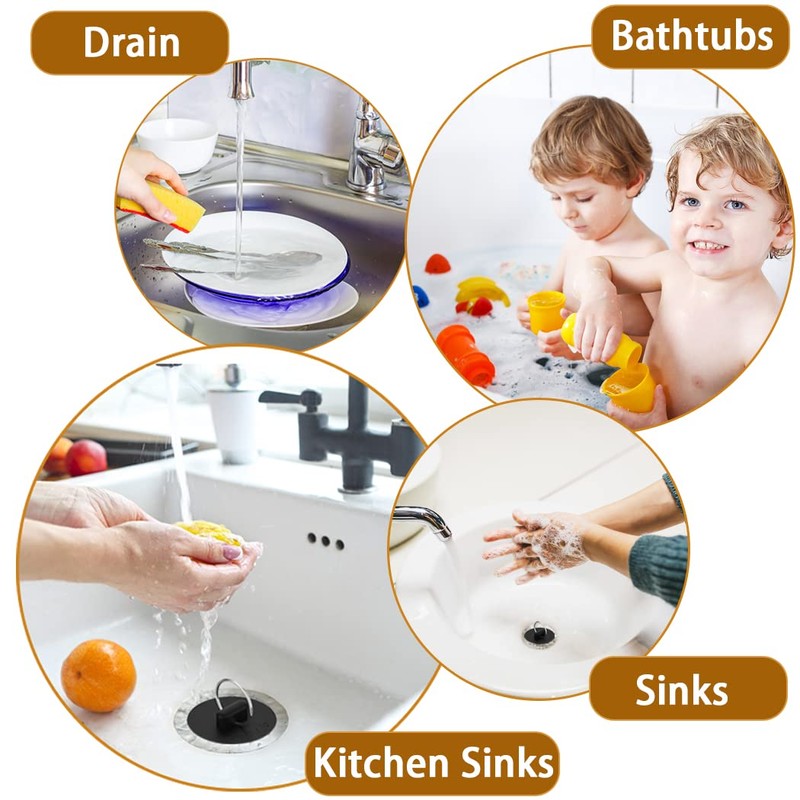 Arcimatto Bathtub Drain Stoppers, 4 Pieces Rubber Sink Stopper Set