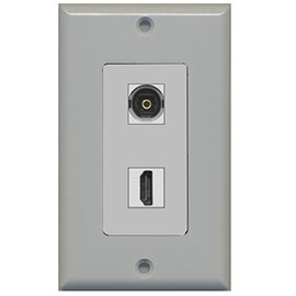 RiteAV - 1 Toslink Digital Audio Port and 1 HDMI Port Wall Plate Decorative - Gray - Bracket Included