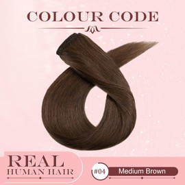 UK-Fashion-Shop Human Hair Extensions Clips in Real Hair Extension 8pcs 18 clips Long Straight Natural 10inch(50g)#4 Medium Brown