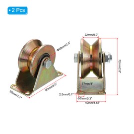 PATIKIL 2.5" V-Groove Wheel, 2 Pcs V-Type Sliding Gate Casters V Groove Pulley for Driveway Gate Industrial Machines V Track Rail, Loading Capacity 551 Lbs