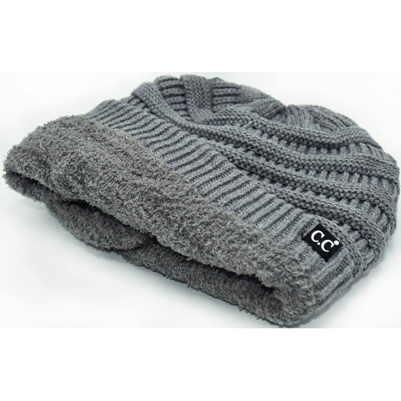 Fuzzy Lined Stretchy Cold Weather Toboggan Cap Stocking Slouchy Oversized