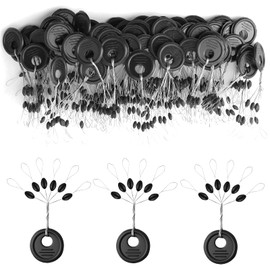 Jesiah 600 Pcs Fishing Bobber Stopper, 6 in 1 Rubber Fishing Floats Stop Oval Float Sinker Line Stops Black Terminal Tackle Ledgers Accessories Fishing Beads 0.15 to 0.24mm Line Stops (Size S)