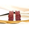QINJIEJIE Strawberry Quartz Crystal Cat Figurines - Carved Stone Healing