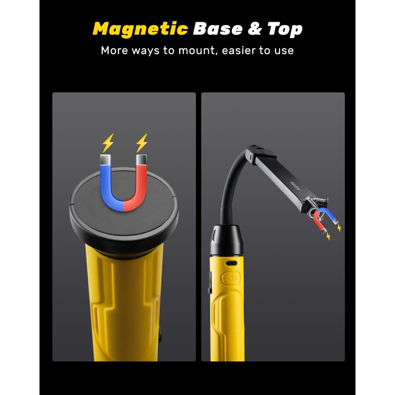 Napatyre Magnetic LED Work Light Rechargeable,1000LM Flexible Gooseneck Magnetic Flashlight