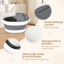 Foldable Ionic Foot Bath Soak Tub, Suitable for All Ionic Foot Bath Detox Machines, Ionic Foot Soaking Tub with Massage Acupoints, Suitable for Pedicure Foot Spa Relaxation for Women and Men