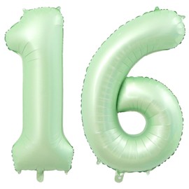 WEIKA 40 Inch Number 16 Balloons, Olive Green Giant Jumbo Helium Number 16 Foil Balloons for 16th 61th Birthday Party Anniversary Events Boys Girls Decorations Supplies