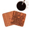 Rome Map, Sapele Wood Coasters, Set of 4 with City