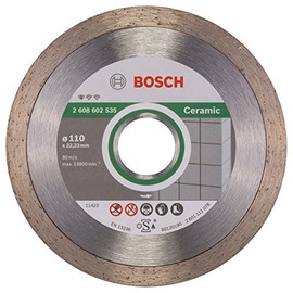 Bosch Professional 1x Diamond Cutting Disc Standard for Ceramic (for Stone, Tile, Ceramic, Ø 110 x 22,23 x 1,6 x 7,5 mm, Accessories for Angle Grinders)