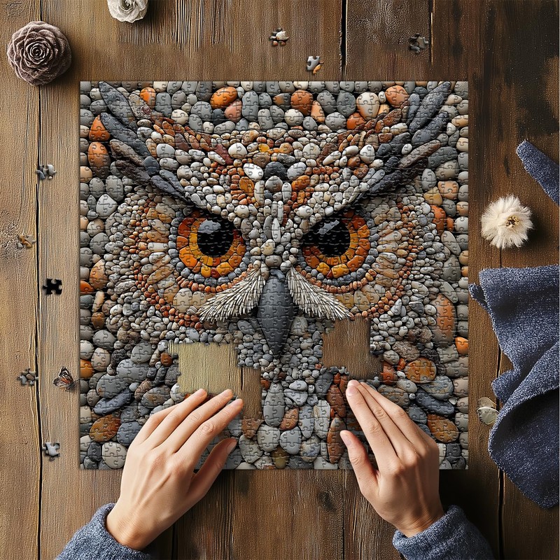 PICKFORU Owl Puzzles for Adults 1000 Pieces, Stone Bird Jigsaw