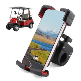 Golf Cart Phone Holder, Universal No-n Slip Golf Cart Cell Phone Mount Holder 360-degree Rotable Mobile Phon-e Holder for Bicycles, Motorcycles, Scooters(Black+red)