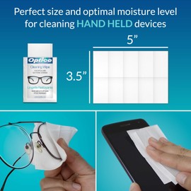 Optico Pre-Moistened Cleaning Cloths - Premium Quality Cleaner for Eye Glasses, Screens, and Cameras Lenses - No Spray Needed | 99 Cloth Lens Wipes