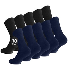 Lakpoau 10 Pairs Men's Black Business Socks Cotton Men's Socks Cotton Men & Women (Black, Dark Grey, Navy Blue), Black x 5 dark blue x 5