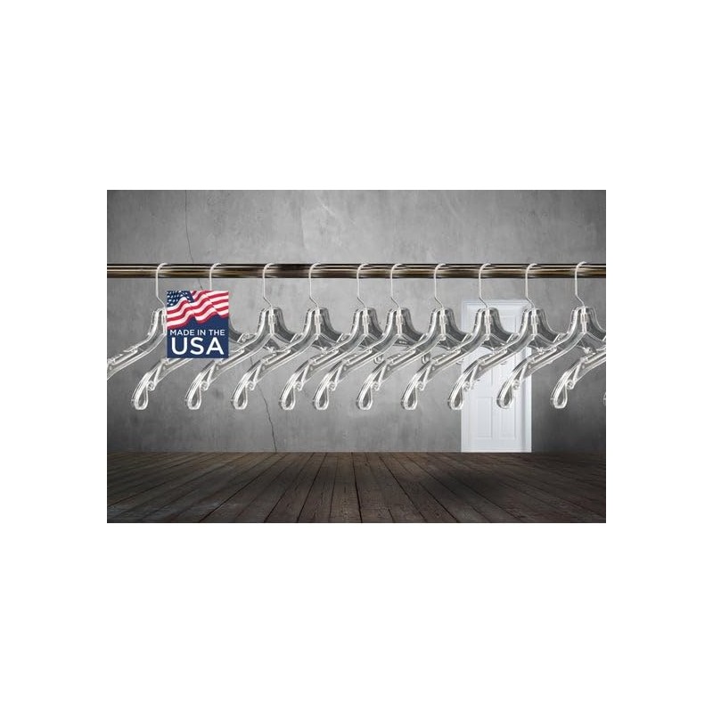NAHANCO 505 Plastic Dress Hanger, Middle Heavy Weight, 17", Clear