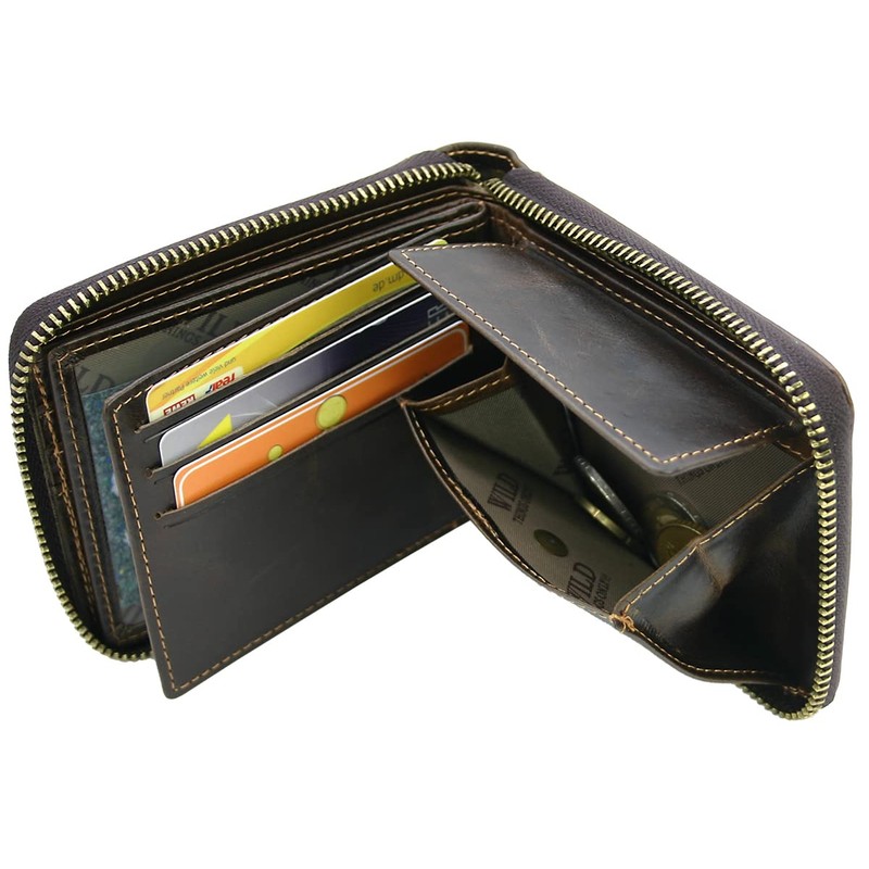 WILD THINGS ONLY !!! Men's Genuine Leather Wallet with All-Round