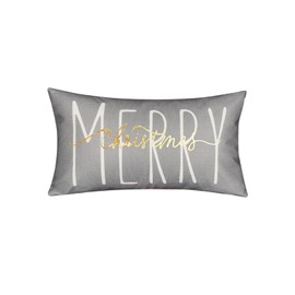 ONWAY Christmas Pillow Cover 12x20 Inch Merry Christmas Gold Grey Decorative Throw Pillows Farmhouse Winter Holiday Decor Cushion Case for Sofa Couch Home Decorations