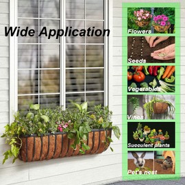 2pcs Trough Planter Basket Liners Coco Liner 36 inch, Thick Coconut Coir Liner Coco Fiber Liners Replacement for Wall Planter Window Box, Garden Fence Baskets Railing Planter In/Outdoors (36inch-2pcs)