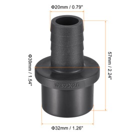 sourcing map PVC Pipe Fitting 20mm Barbed x 32mm OD Spigot Straight Tube Adapter Hose Quick Connector, Black Pack of 3