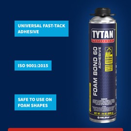 Foam Bond 60 24 oz Polyurethane Adhesive – Fast-Tack, 60-Second Drying, DIY Glue for Foam Panels, Shiplap, Wall Paneling, Board and Batten, Subfloors, Wood (1 Pack)
