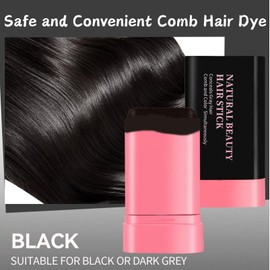 Safe and Convenient Comb Hair Dye, 2-in-1 Comb Instant Hair Dye, Waterproof Sweat-Proof, Non-Permanent Gray Hair Coverage, Portable Black Hair Color Applicator (Black)