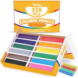 336 Packs Colored Pencils Bulk Classroom, Colored Pencils for Kids 12 Assorted Colors, Coloring Pencil Set Plus 36 Sharpeners, Pre-sharpened Color Pencils, Back to School Supplies Bulk for Teachers