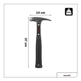 Hultafors Electrician's Hammer, 620 g, Steel Claw Hammer, Optimised for Removing Cable Clips and U-shaped Striking Surface for Working Close to Walls, Corners and Ceilings, 820050