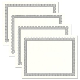 Executive Gray & White Parchment Certificate Papers - Pack of 100, Laser & Inkjet Printer Compatible, For Office, Business Awards, Graduation, School Diplomas, 8-1/2" x 11" on 60 lb. Text Stock