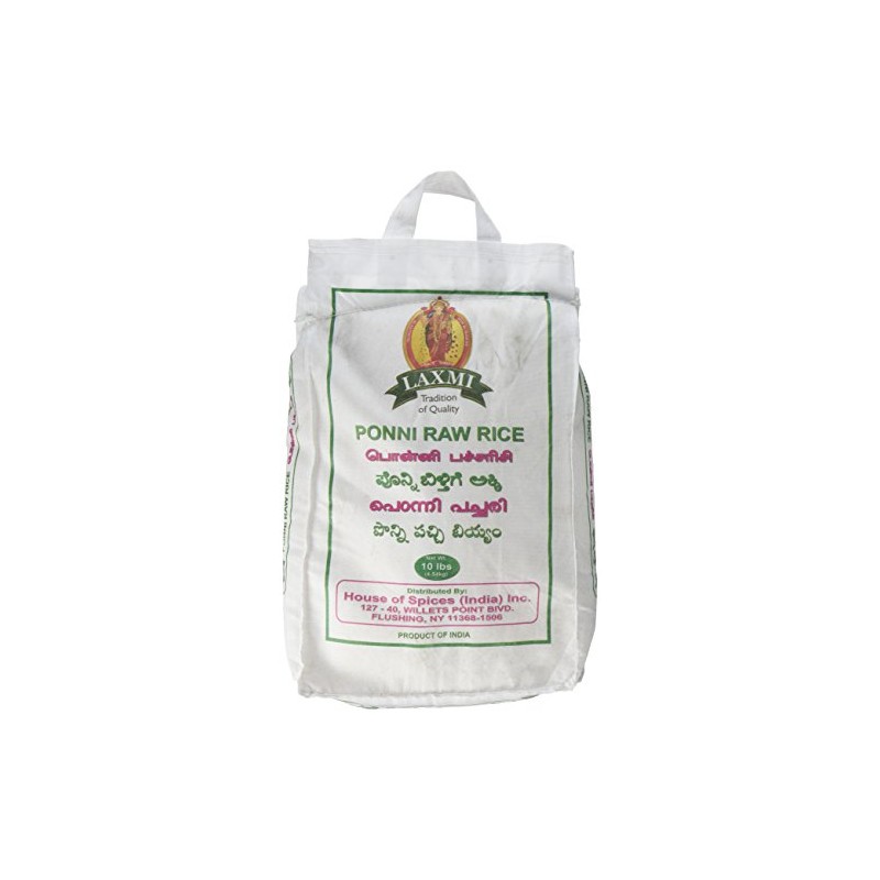 Laxmi All-Natural Ponni Raw (Like Gold) Rice, 10 Pounds