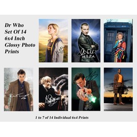 Set of All 14 Doctor Who Doctors Signed 6X4 Inch Photo Prints With Pre Printed Signatures That Would Make A Great Gift For Any Fan.