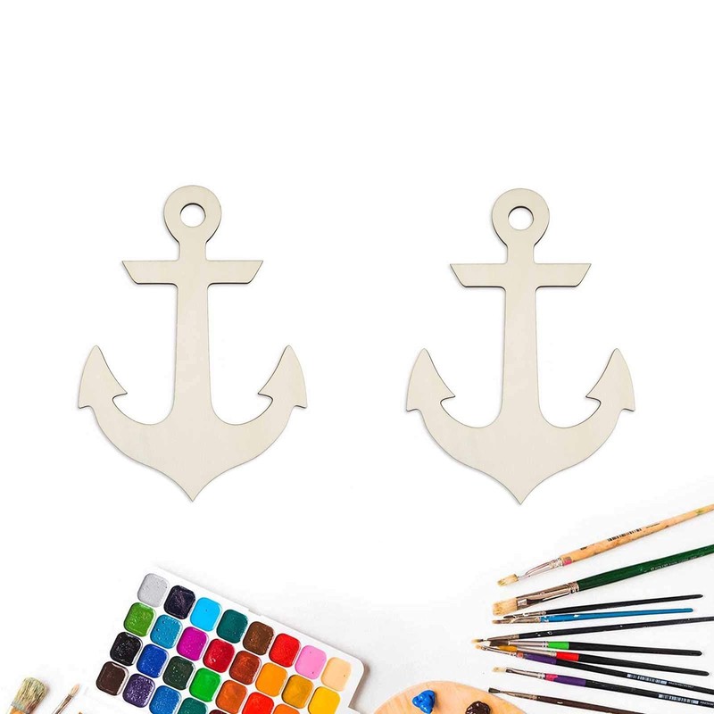 Anchor Shape Hanging Wood Unfinished Wood with Twines DIY Craft