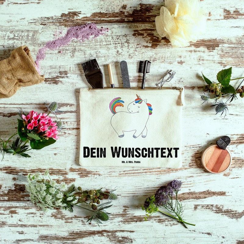 Mr. & Mrs. Panda Personalisierte Schminktasche Einhorn Stolzieren Größe M