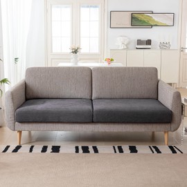 WEYOND Individual Couch Cushion Covers, Non-Fuzzy Chenille Sofa Covers for Seat Cushions, Clean Look, Durable Stretch Fit Couch Slipcovers for Sectional and L Shaped Sofas (2 Piece, Grey)