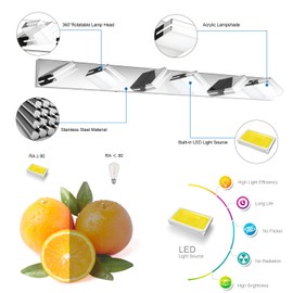 SineRise LED Modern Bathroom Vanity Light Fixtures (6-Light, 48-Inch, Dimmable), Chrome Modern Acrylic Bathroom Wall Lighting Fixtures Over Mirror (Cool White 6000K)