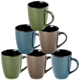 Ceramic Mugs 14oz,Set of 6,Large Ceramic Coffee Mugs for Men, Women, Dad, Mom, Ceramic coffee cups,Modern Coffee Mugs With Handle For Tea,Latte,Cappuccino,Cocoa. (6 Pack)