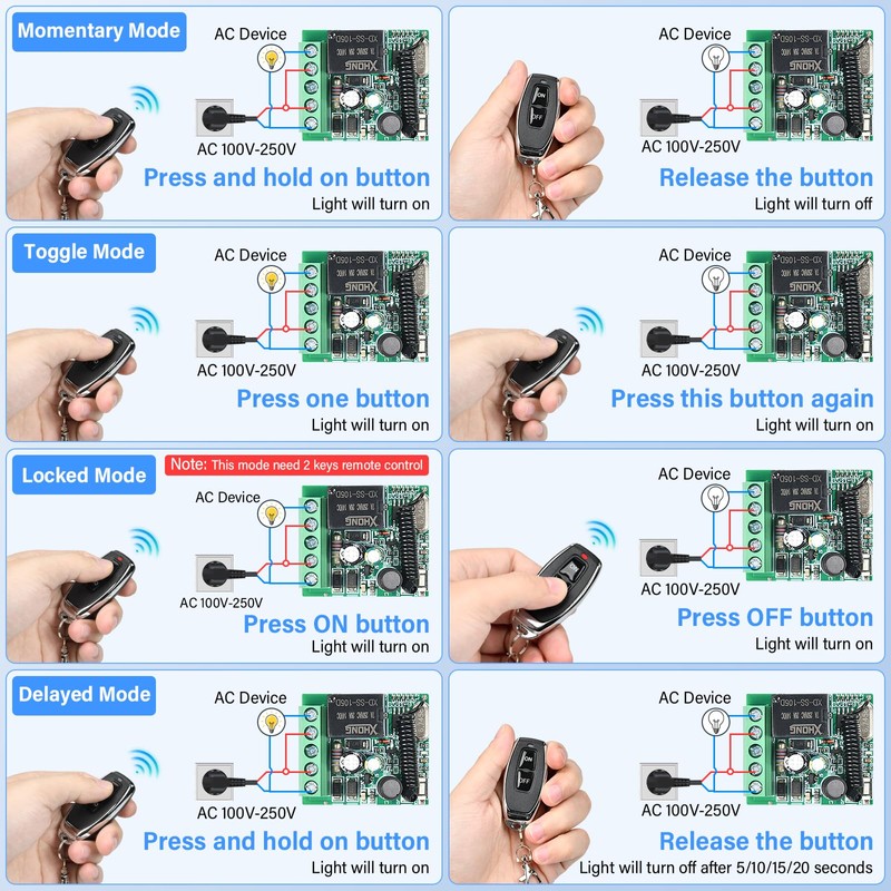 433 MHz RF Wireless Remote Control Switch, Wireless Switch AC