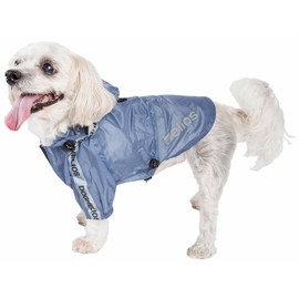 Dog Helios Torrential Shield Adjustable and Waterproof Dog Raincoat Poncho, SM, Blue