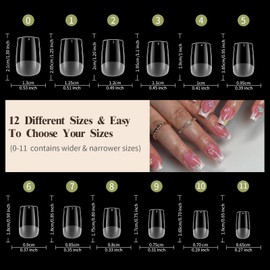 Square Short Nail Tips, Venares 500 Pcs Half Matte Soft Gel Tips for Acylic Extensions, Pre-buff Clear False Nails, 12 Size Full Cover Nail Tips for Gel Extensions