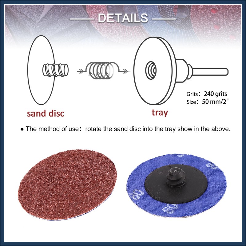 INFINAUTO 42 Pcs Sanding Discs Nylon Roll Lock Surface Coarse